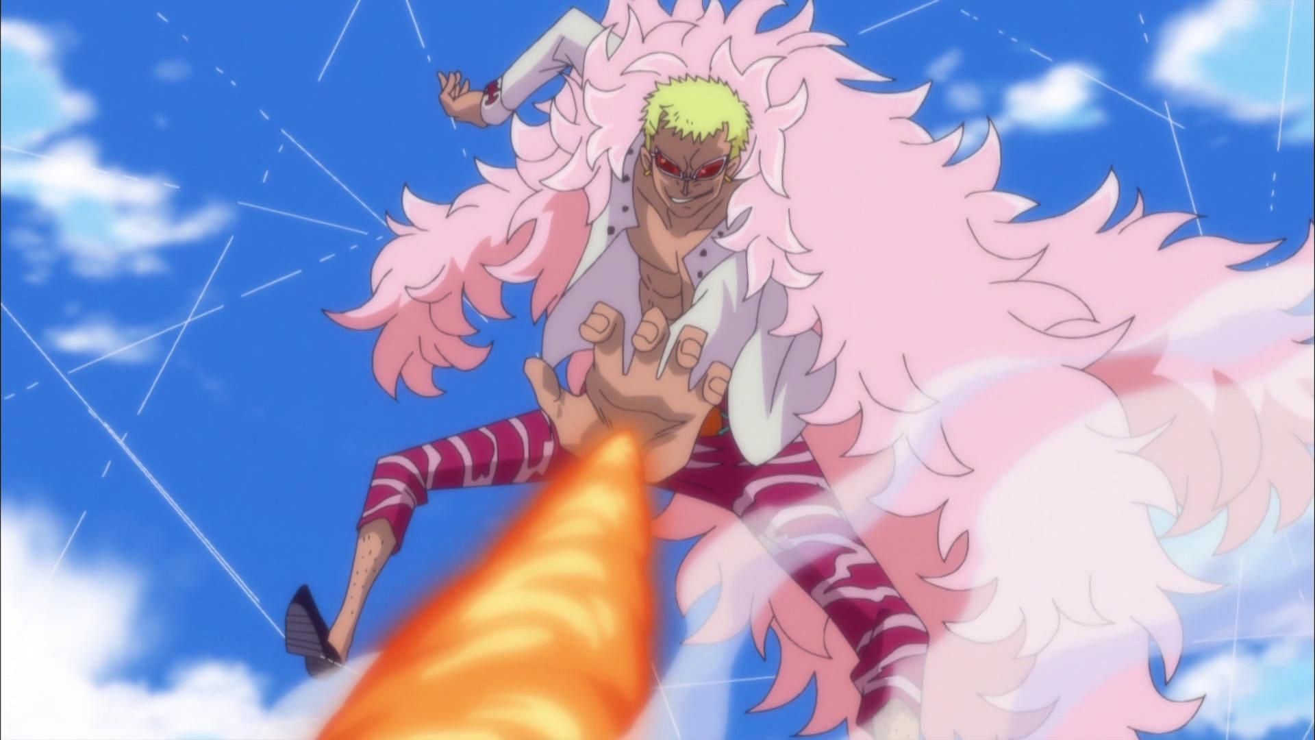 Doflamingo in One Piece's Dressrosa Arc (Image via Toei Animation)